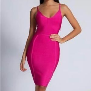 MESHKI Nicole Strappy Bandage Mini Dress - Hot Pink
